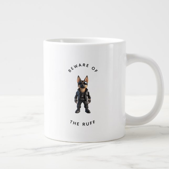 Funny German Shepherd "Beware of the Ruff"  Large Coffee Mug (Right)
