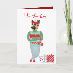 Funny German Shepherd Christmas Holiday Card