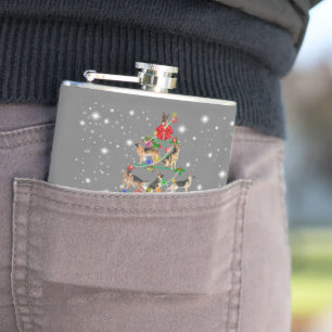 Funny German Shepherd Christmas Tree Decor Ornamen Hip Flask