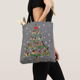 Funny German Shepherd Christmas Tree Decor Ornamen Tote Bag
