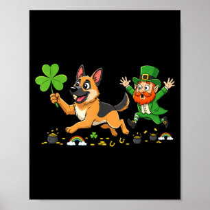 Funny german shepherd clover st patricks day women poster