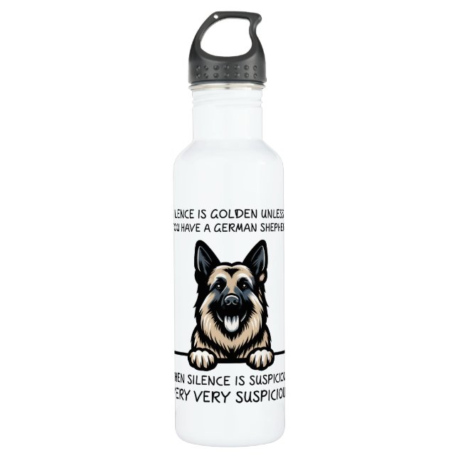 Funny German Shepherd Dog 710 Ml Water Bottle (Front)