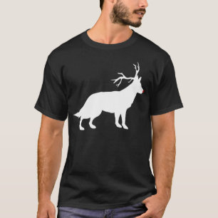 Funny German Shepherd Dog Christmas Reindeer Antle T-Shirt