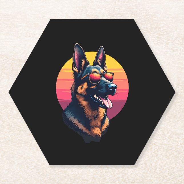 Funny German Shepherd Dog Design Art Costume Outfi Paper Coaster (Front)