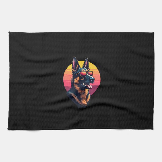 Funny German Shepherd Dog Design Art Costume Outfi Tea Towel (Horizontal)