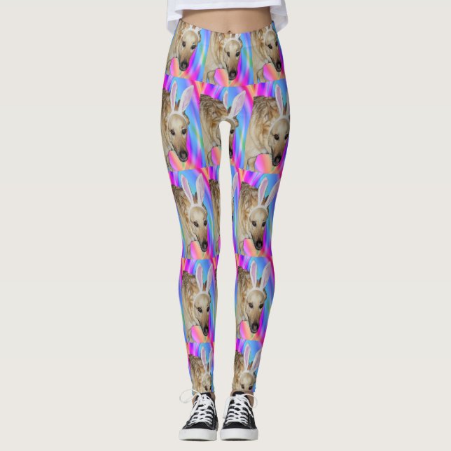 Funny German Shepherd Dog & Easter Bunny Ears Leggings (Front)
