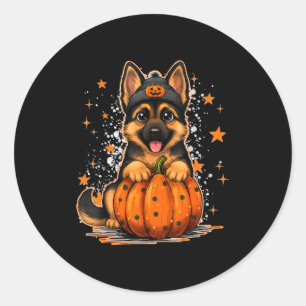 Funny German Shepherd Dog Halloween Pumpkin Graphi Classic Round Sticker