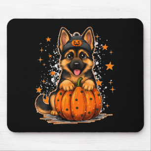 Funny German Shepherd Dog Halloween Pumpkin Graphi Mouse Pad