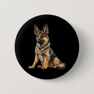 Funny German shepherd Dog Kawaii. 6 Cm Round Badge