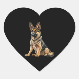 Funny German shepherd Dog Kawaii. Heart Sticker