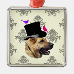 Funny German shepherd dog Metal Tree Decoration