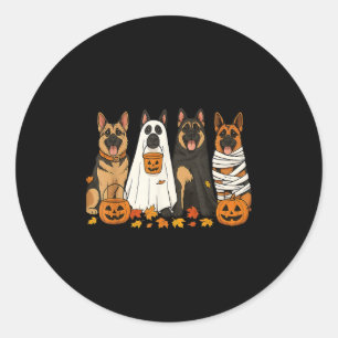 Funny German Shepherd Dogs Dressed As Ghost Soky H Classic Round Sticker