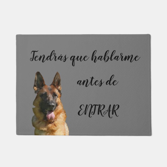 Funny German Shepherd Doormat in Spanish (Front)