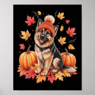 Funny German Shepherd Fall F Autumn Leaves Dog Lov Poster