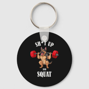 Funny German Shepherd Fitness Squating Workout Wei Key Ring