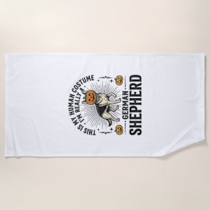 Funny German Shepherd Halloween Costume Dog Design Beach Towel