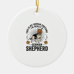 Funny German Shepherd Halloween Costume Dog Design Ceramic Ornament