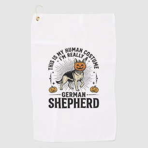 Funny German Shepherd Halloween Costume Dog Design Golf Towel