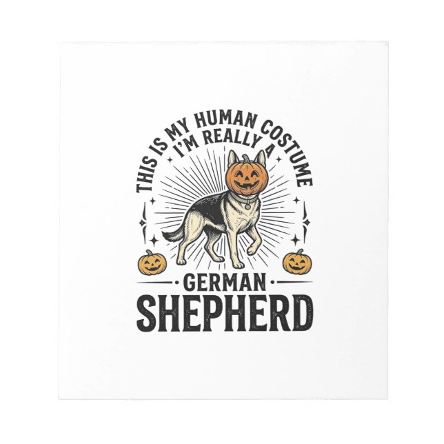 Funny German Shepherd Halloween Costume Dog Design Notepad (Front)