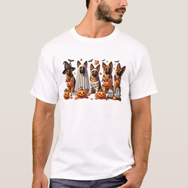 Funny German Shepherd Halloween Dog Lover T-Shirt (Front)