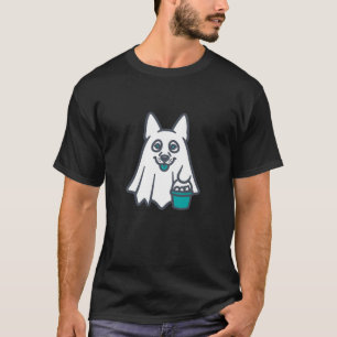 Funny German Shepherd Halloween Ghost Trick Treat  T-Shirt