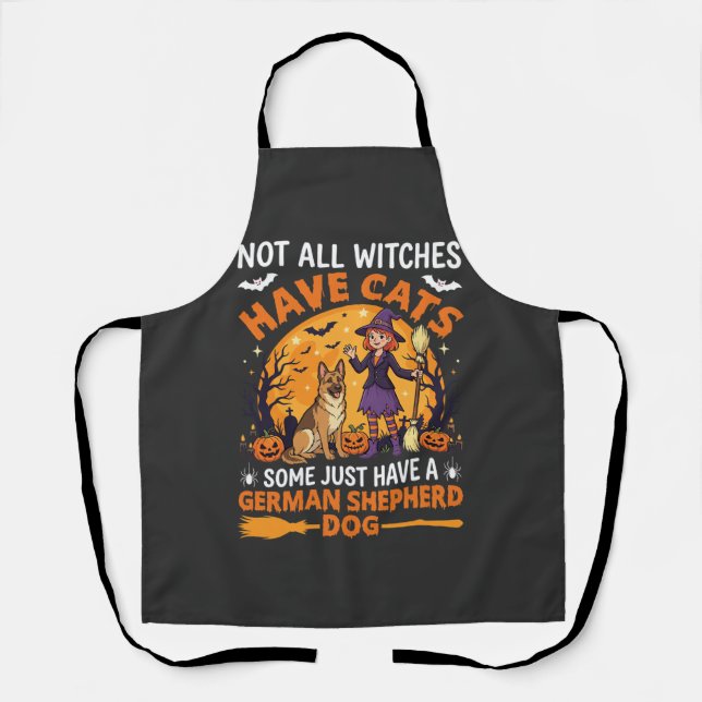 Funny German Shepherd Halloween Witch Dog Apron (Front)
