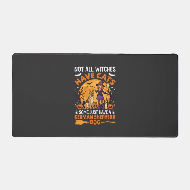 Funny German Shepherd Halloween Witch Dog Desk Mat (Front)
