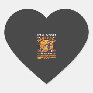 Funny German Shepherd Halloween Witch Dog Heart Sticker