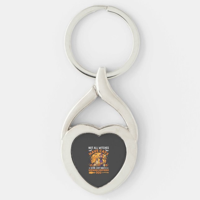 Funny German Shepherd Halloween Witch Dog Key Ring (Front)