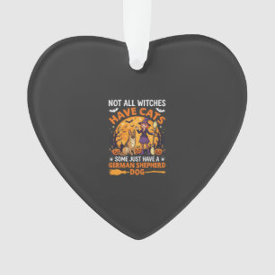 Funny German Shepherd Halloween Witch Dog Ornament