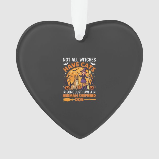 Funny German Shepherd Halloween Witch Dog Ornament (Front)