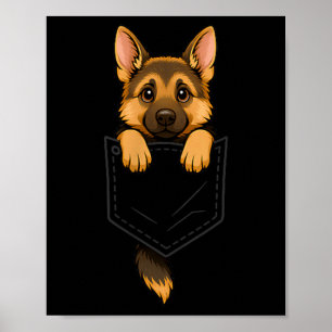 Funny German Shepherd Peeking In Pocket Animal Dog Poster