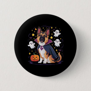 Funny German Shepherd Pup Halloween Ghosts Dracula 6 Cm Round Badge
