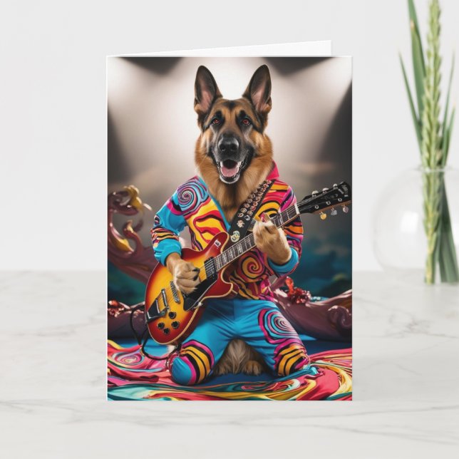 Funny German Shepherd Rock Star Card (Front)