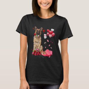 Funny German Shepherd Rose Heart Happy Valentine D T-Shirt