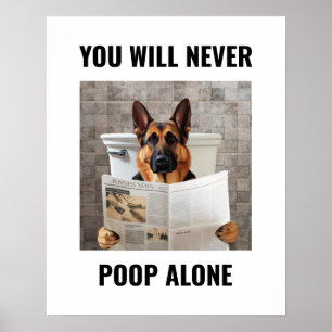 Funny German Shepherd Sitting On Toilet Wall Art