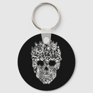 Funny German Shepherd Skull Dog Skeleton Halloween Key Ring
