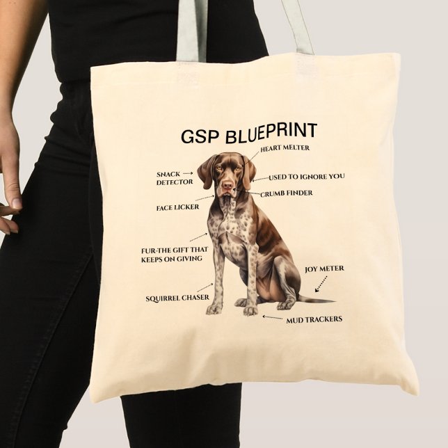 Funny German Shorthaired Pointer Blueprint Tote Bag (Creator Uploaded)