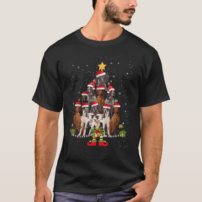 Funny German Shorthaired Pointer Christmas Tree Do T-Shirt (Front)