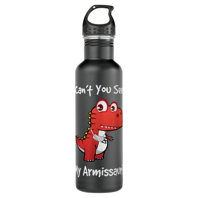 Funny Get Well Broken Arm Gift Dinosaur with a Cas 710 Ml Water Bottle (Front)