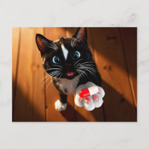 Funny Get Well Card   Cat Delivers Your Pill