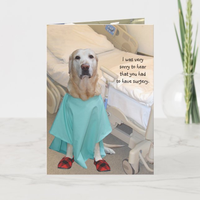 Funny Get Well Lab in Hospital Gown Card (Front)