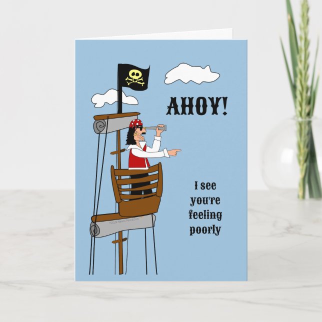 Funny Get Well Pirate for Boss Coworker Colleague  Card (Front)