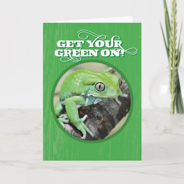 Funny Get Your Green On St. Patty's Day Frog Card (Front)