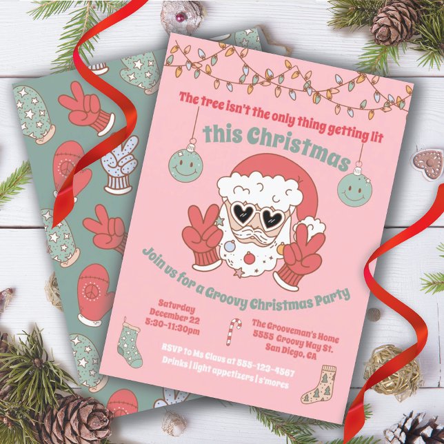 Funny Getting Lit Santa Christmas Party Invitation (Creator Uploaded)