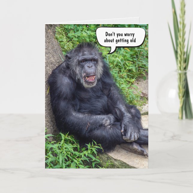 Funny Getting Old Birthday Chimpanzee Card (Front)