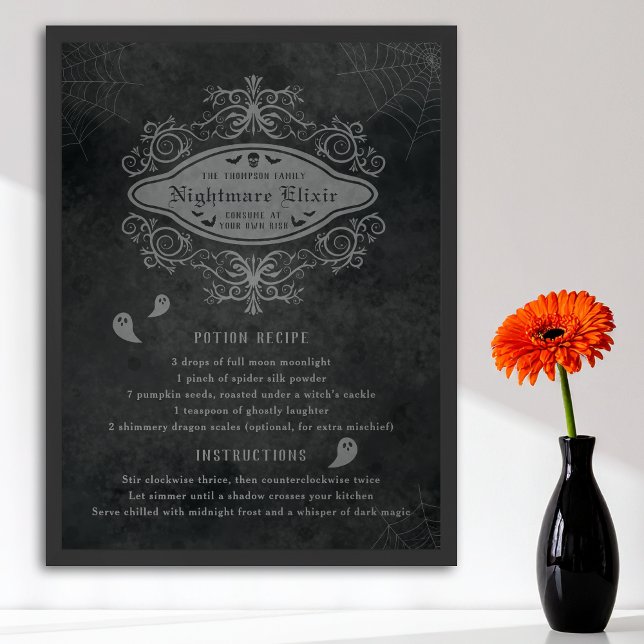 Funny Ghost And Nightmare Recipe Playful Halloween Poster (Creator Uploaded)