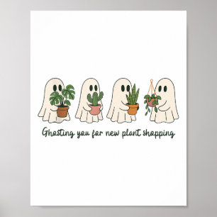 Funny Ghost And Potted Plants Halloween Boo Pun Gh Poster