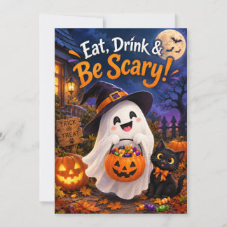 Funny Ghost Be Scary Happy Halloween Card