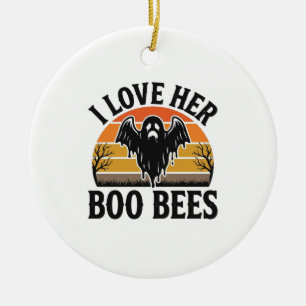 Funny Ghost Bee Pun Vintage Halloween T-Shirt Desi Ceramic Ornament